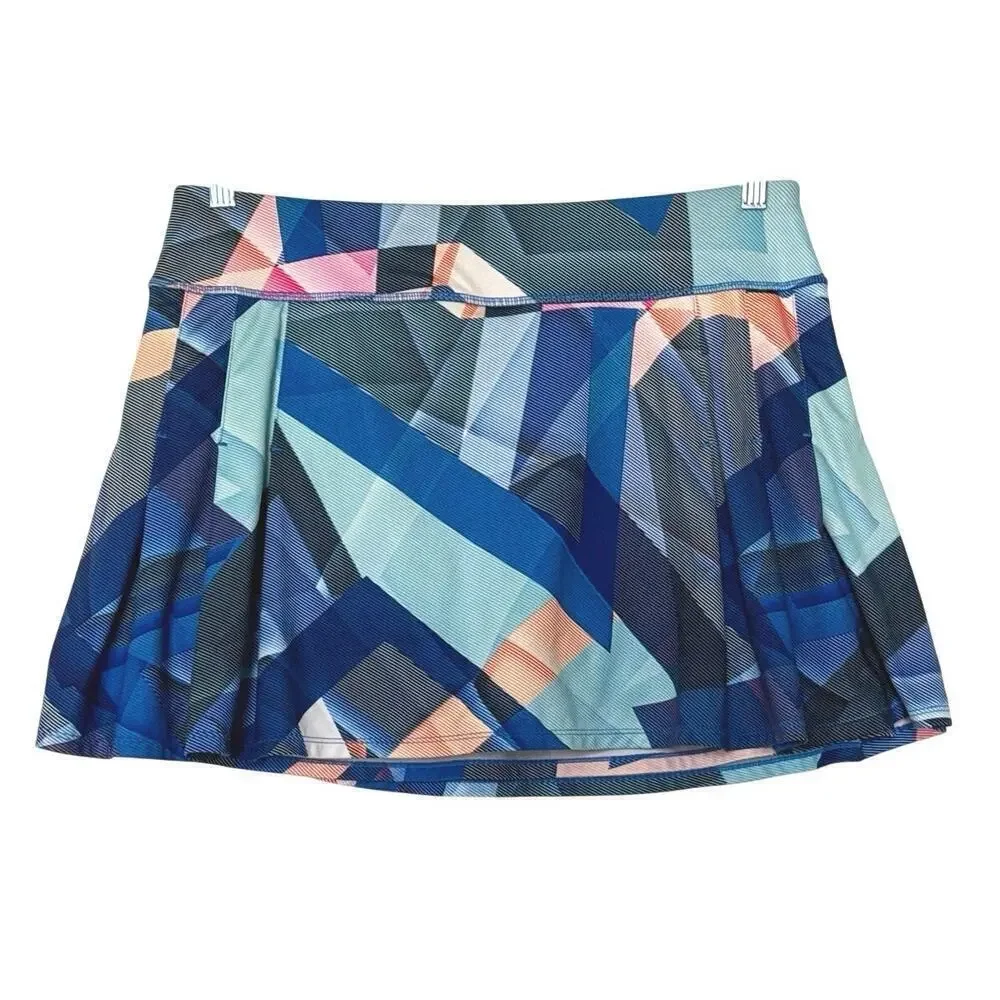 Athleta Womens Electric Geo Sport Skort Skirt Size L Tennis Golf Pickleball